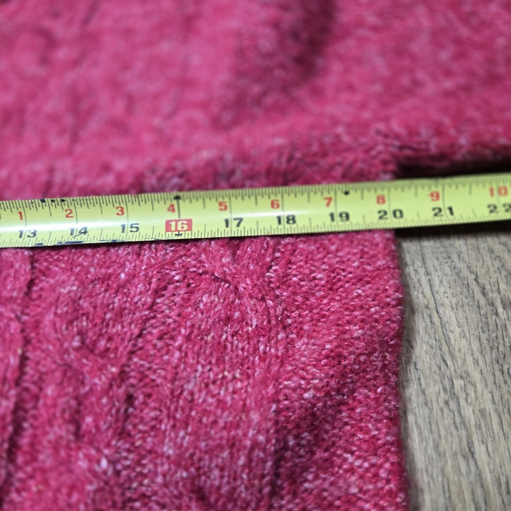 LL Bean‎ Large Pink Ragg Knit Shawl Collar Cable Sweater Cardigan - Picture 5 of 8